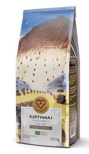 3 Corações Gourmet Portinari - Floral Notes - Roasted and Ground Coffee 250g - Brazilian Coffee MKPBR - Brazilian Brands Worldwide