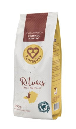 3 Corações Rituais Cerrado Mineiro Roasted and Ground Coffee 250g - Brazilian Coffee MKPBR - Brazilian Brands Worldwide