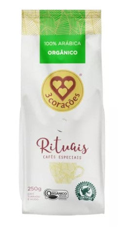 3 Corações Rituais Organic - Roasted and Ground Coffee 250g - Brazilian Coffee MKPBR - Brazilian Brands Worldwide