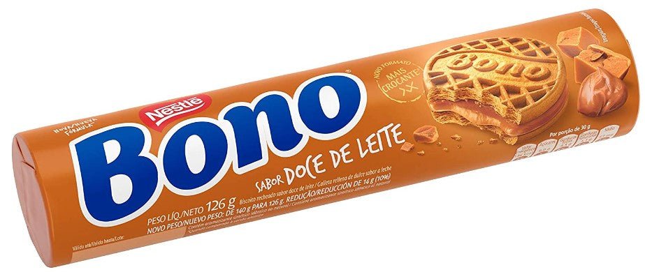 Bono Cookies Filled with Dulce de leche, 126g MKPBR - Brazilian Brands Worldwide