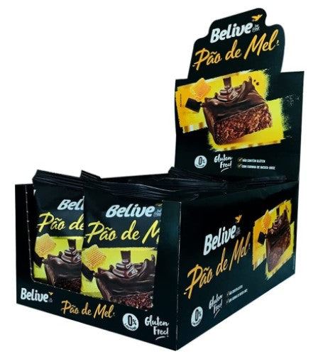 Chocolate covered Honey Bread 100% Chocolate - Gluten Free - Lactose Free - Display with 10 units of 45g MKPBR - Brazilian Brands Worldwide