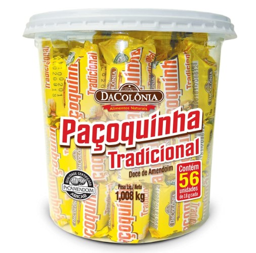 DaColônia Pacoquinha Tradicional Doce de Amendoim 1008 gr. - 56 Ct. MKPBR - Brazilian Brands Worldwide