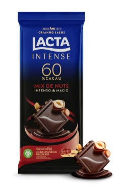 LACTA Intense 60% Cacau Nuts Mix - 85g MKPBR - Brazilian Brands Worldwide