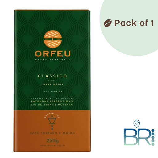 ORFEU Classic Roasted And Ground Coffee 250g - 100% Arábica - Brazilian Coffee MKPBR - Brazilian Brands Worldwide