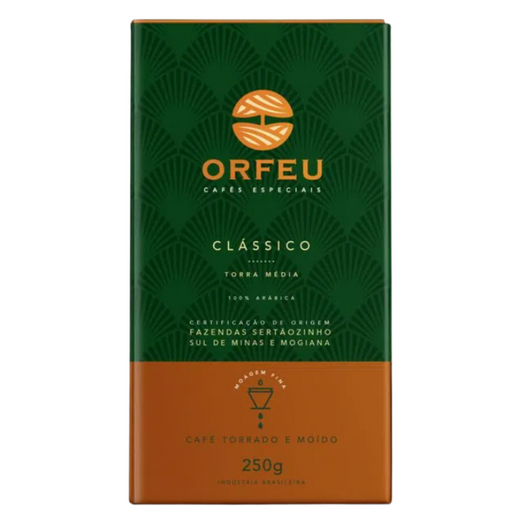 ORFEU Classic Roasted And Ground Coffee 250g - 100% Arábica - Brazilian Coffee MKPBR - Brazilian Brands Worldwide