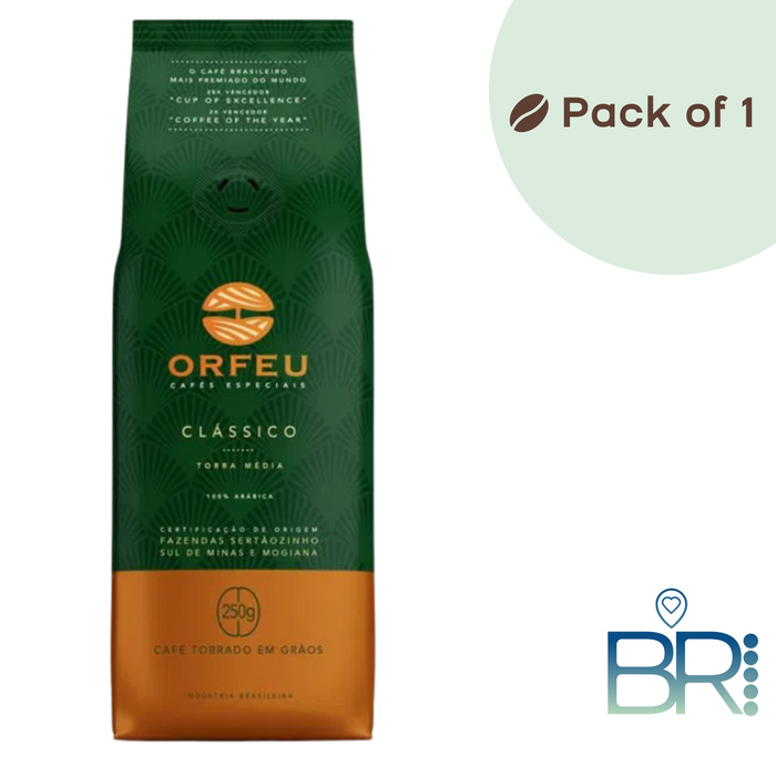 Orfeu Classic Coffee Beans 250g - Brazilian Coffee MKPBR - Brazilian Brands Worldwide