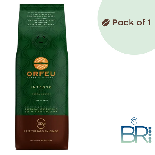 Orfeu Intense Roasted Beans Coffee 250g - Brazilian Coffee MKPBR - Brazilian Brands Worldwide