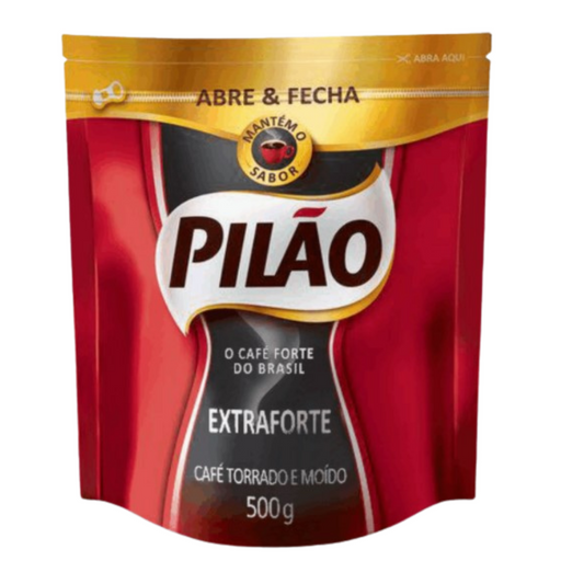 PILÃO Extra-Strong 500g - packaging opens and closes - Brazilian Coffee MKPBR - Brazilian Brands Worldwide