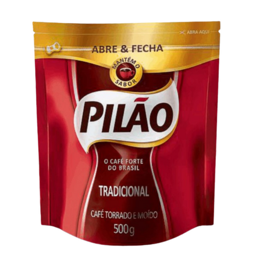 PILÃO Traditional 500g Roasted and Ground Coffee - packaging opens and closes - Brazilian Coffee MKPBR - Brazilian Brands Worldwide