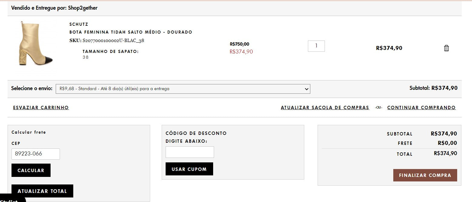 Personal Shopper | Buy from Brazil - BOTA FEMININA TIDAH SALTO MÉDIO - DOURADO - DDP- MKPBR - Brazilian Brands Worldwide