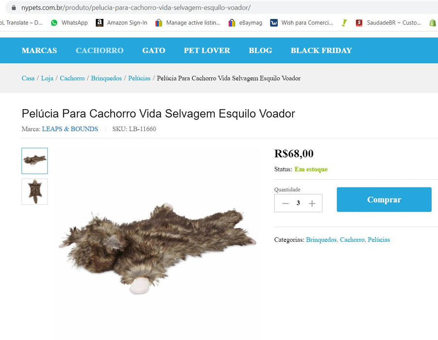 Personal Shopper | Buy from Brazil - Brinquedo para Cães Vida Selvagem Esquilo Voador - Pet Trends - 10 UNITS- MKPBR - Brazilian Brands Worldwide