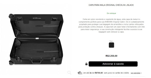 Personal Shopper | Buy from Brazil -Capa para Mala Original Check-In L Black - 1 item - DDP- MKPBR - Brazilian Brands Worldwide