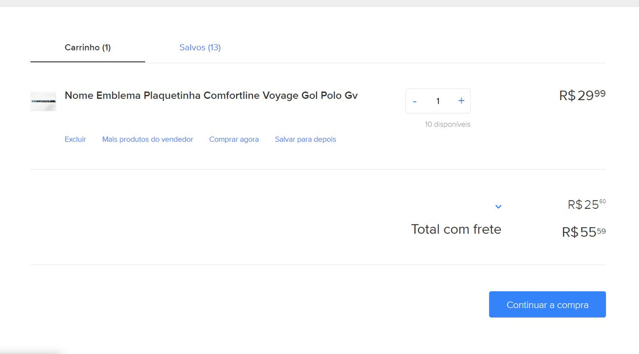 Personal Shopper | Buy from Brazil - Emblema Plaquetinha Comfortline Voyage Gol Polo Gv- MKPBR - Brazilian Brands Worldwide