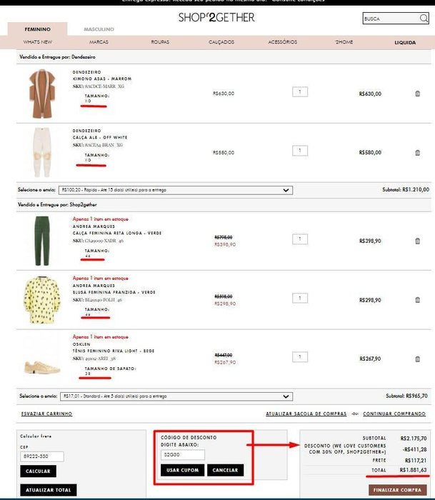 Personal Shopper | Buy from Brazil - Kit 5 Clothing Items - Shop2gether- MKPBR - Brazilian Brands Worldwide