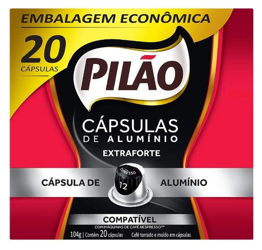 Pilão Coffee Capsules Extra Strong - Box of 20 units - 104 grams - Nexpresso Compatible MKPBR - Brazilian Brands Worldwide