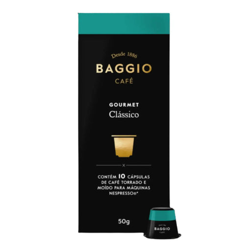 Baggio Café Clássico Nespresso compatible coffee capsules, 10 count, showcasing balanced flavor. – Buy now at MKPBR.COM – Worldwide Shipping