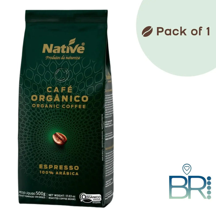 NATIVE Organic Certified Brazilian Coffee, Medium Roast – 17.64 oz (500 g) – Hand-selected 100% Arabica for superior taste. – Buy now at MKPBR.COM – Worldwide Shipping