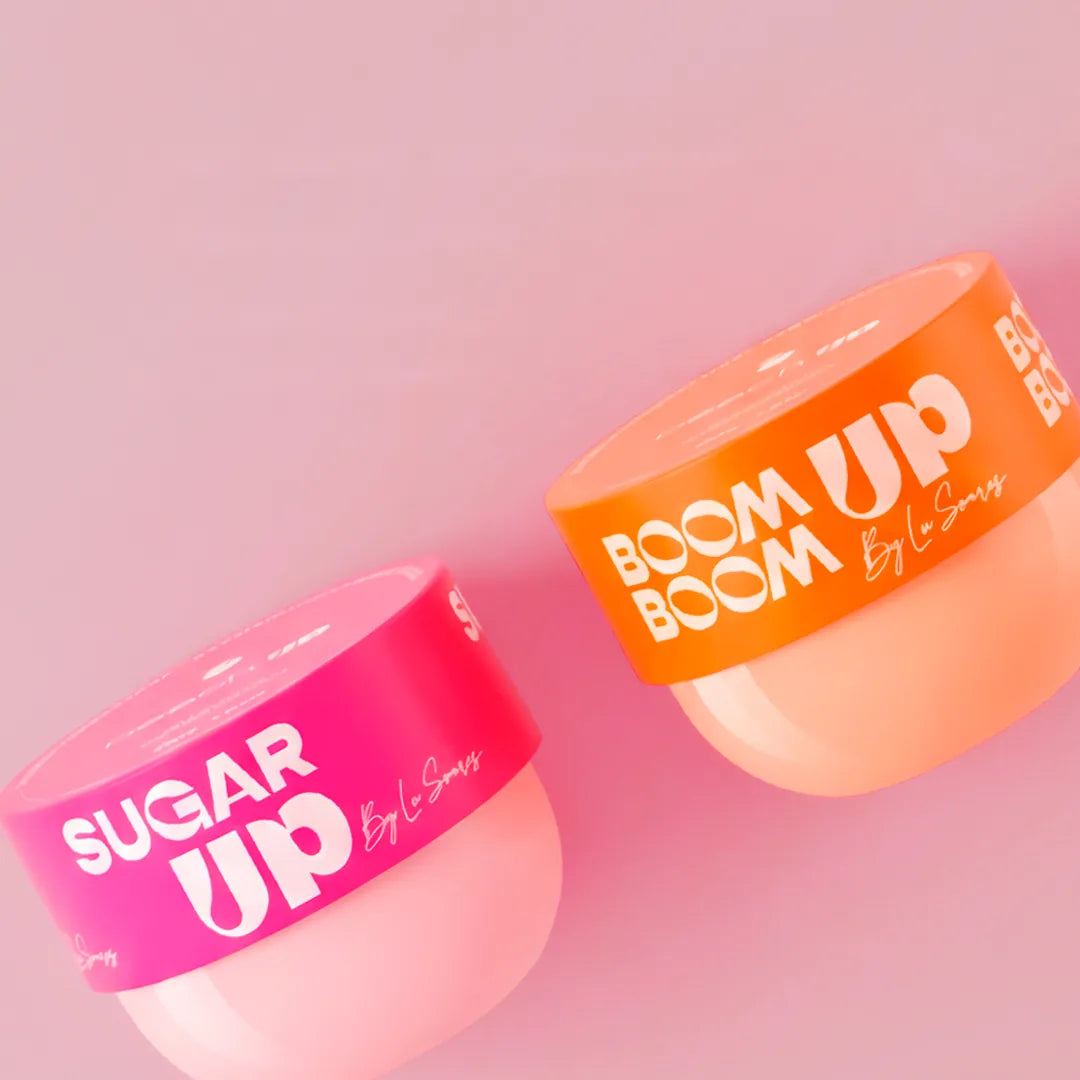 Sugar Up exfoliating body gel next to BoomBoom Up